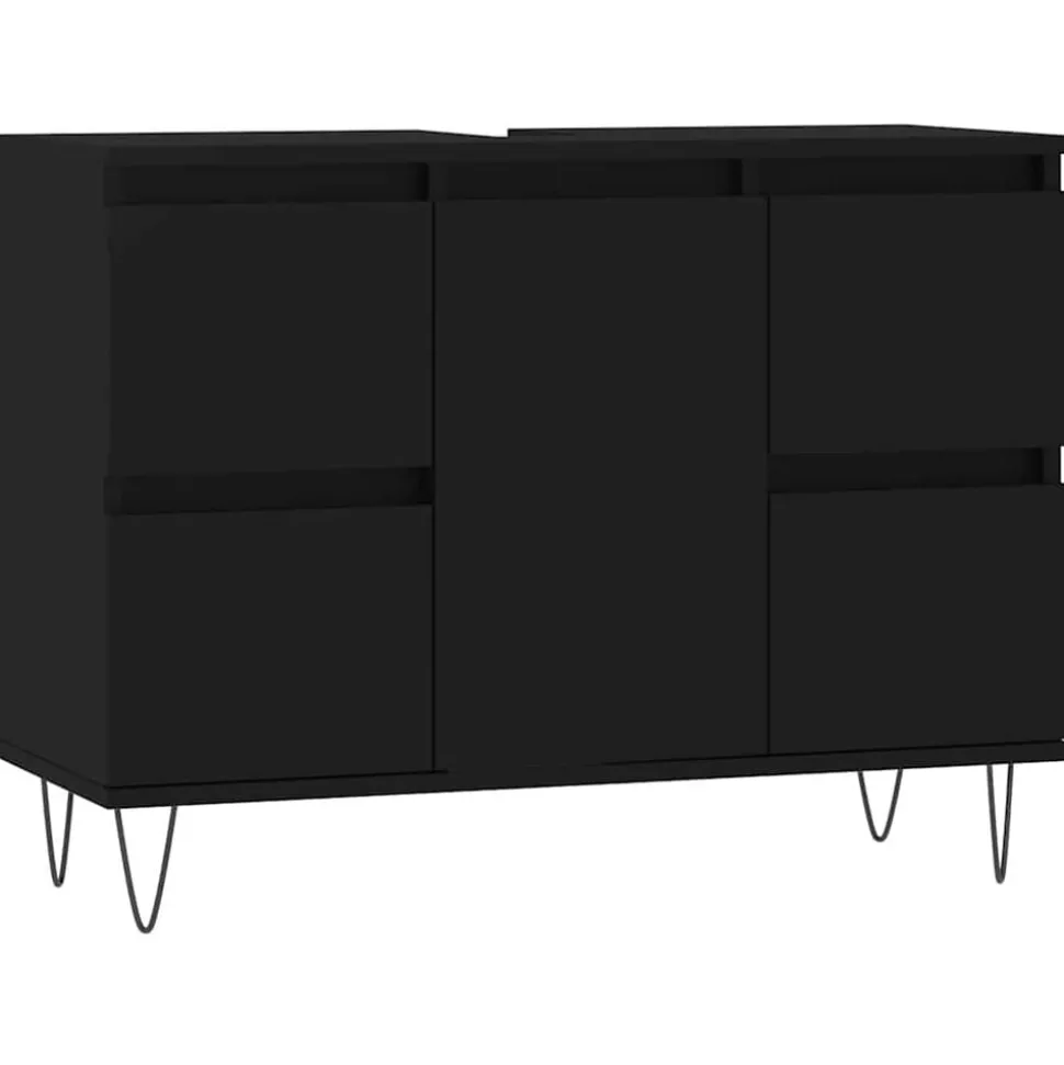 vidaXL Badkamerkast 80x33x60 cm bewerkt hout zwart