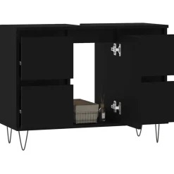 vidaXL Badkamerkast 80x33x60 cm bewerkt hout zwart