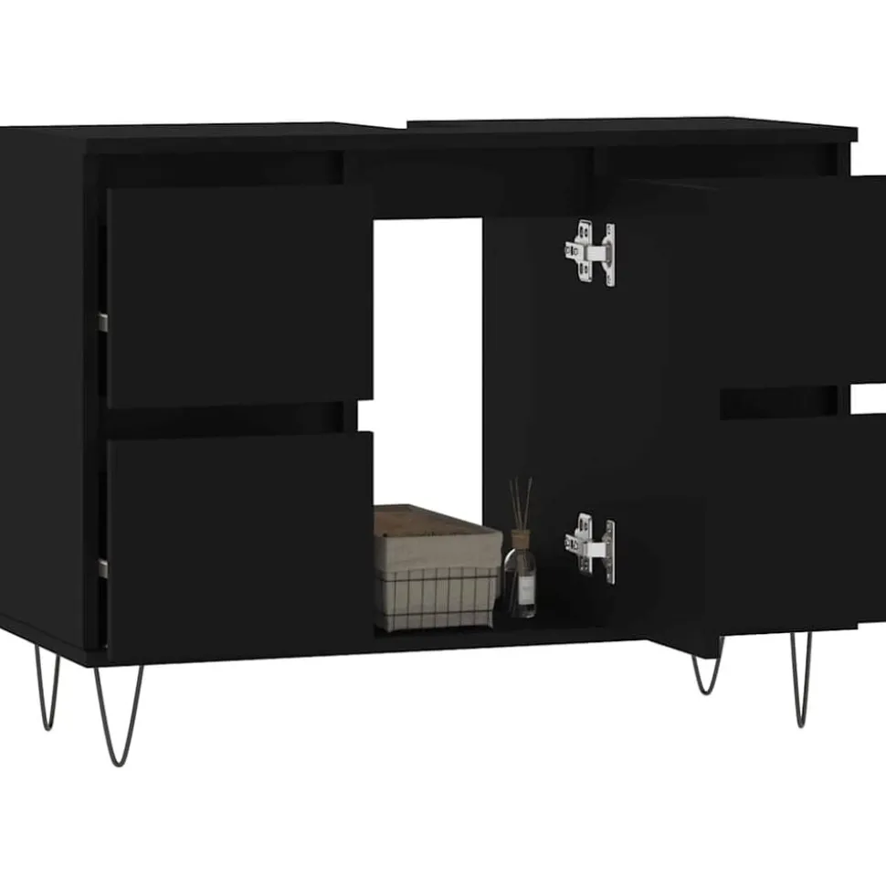 vidaXL Badkamerkast 80x33x60 cm bewerkt hout zwart