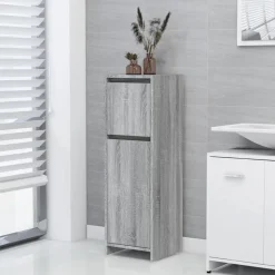 vidaXL Badkamerkast 30x30x95 cm bewerkt hout grijs sonoma eikenkleurig