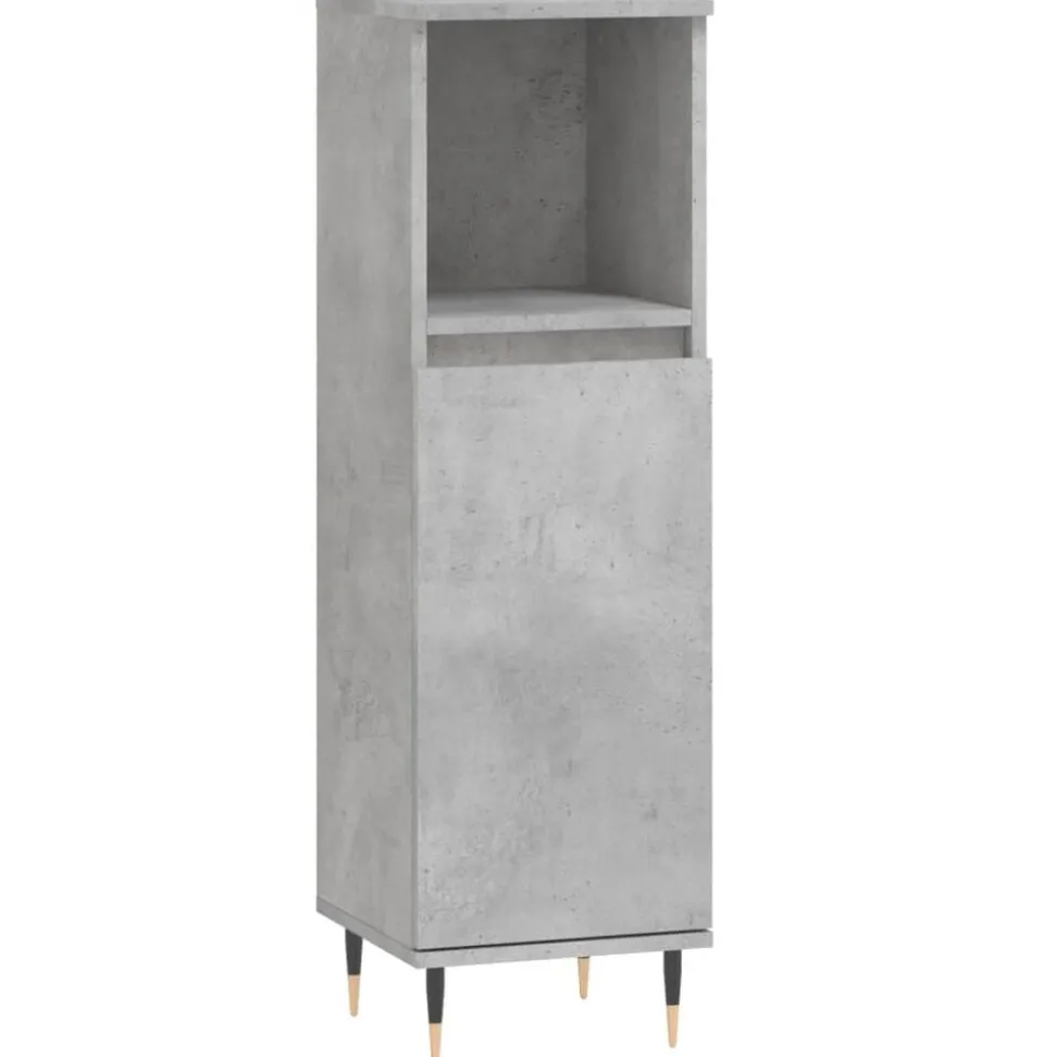 vidaXL Badkamerkast 30x30x100 cm bewerkt hout betongrijs