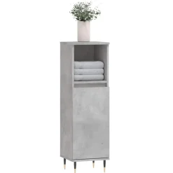 vidaXL Badkamerkast 30x30x100 cm bewerkt hout betongrijs