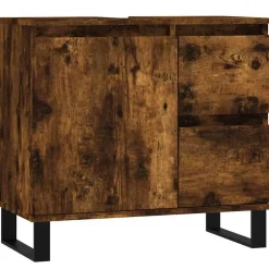 vidaXL Badkamerkast 65x33x60 cm bewerkt hout gerookt eikenkleurig