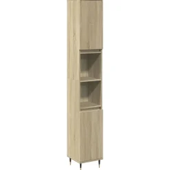 vidaXL Badkamerkast 30x30x190 cm bewerkt hout sonoma eikenkleurig