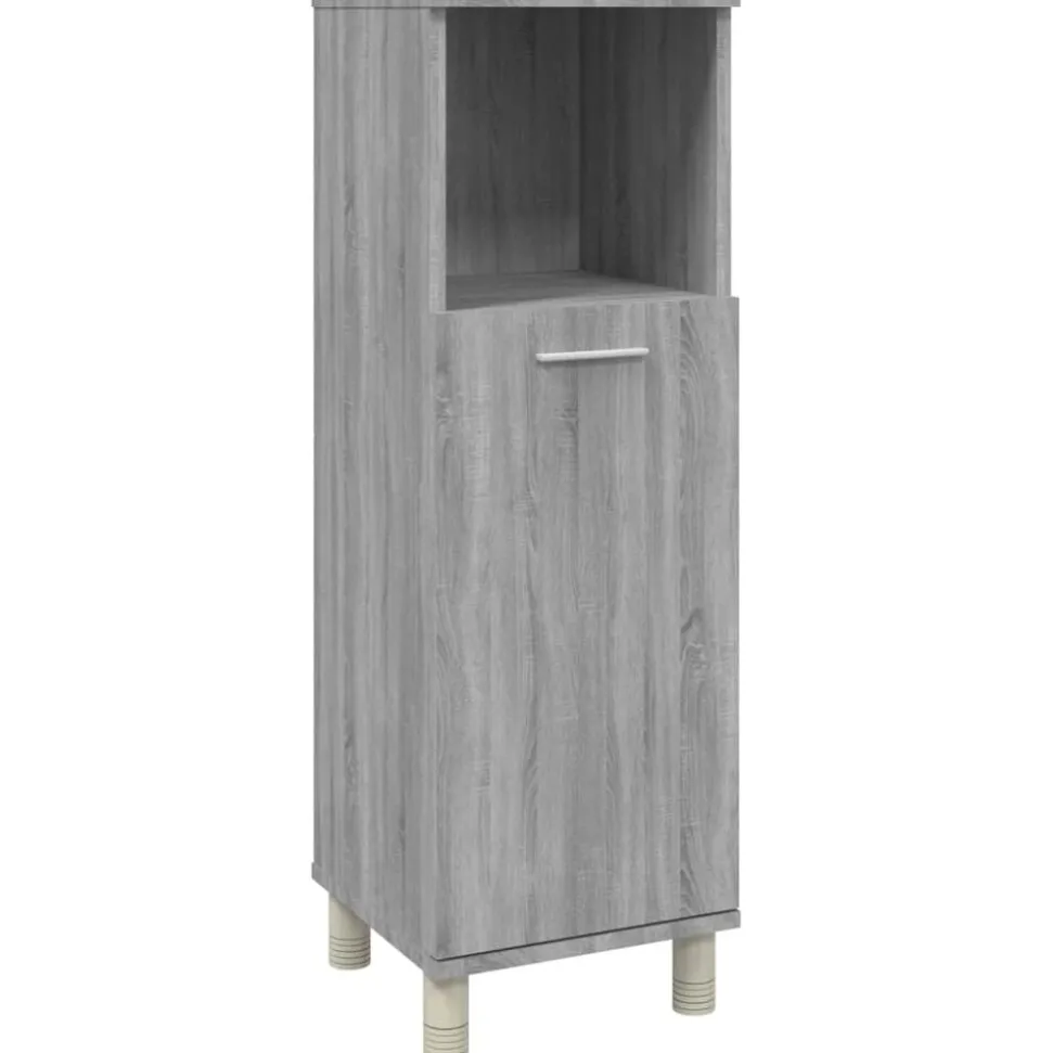 vidaXL Badkamerkast 30x30x95 cm bewerkt hout grijs sonoma eikenkleurig