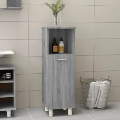 vidaXL Badkamerkast 30x30x95 cm bewerkt hout grijs sonoma eikenkleurig