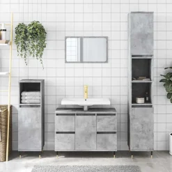 vidaXL Badkamerkast 80x33x60 cm bewerkt hout betongrijs