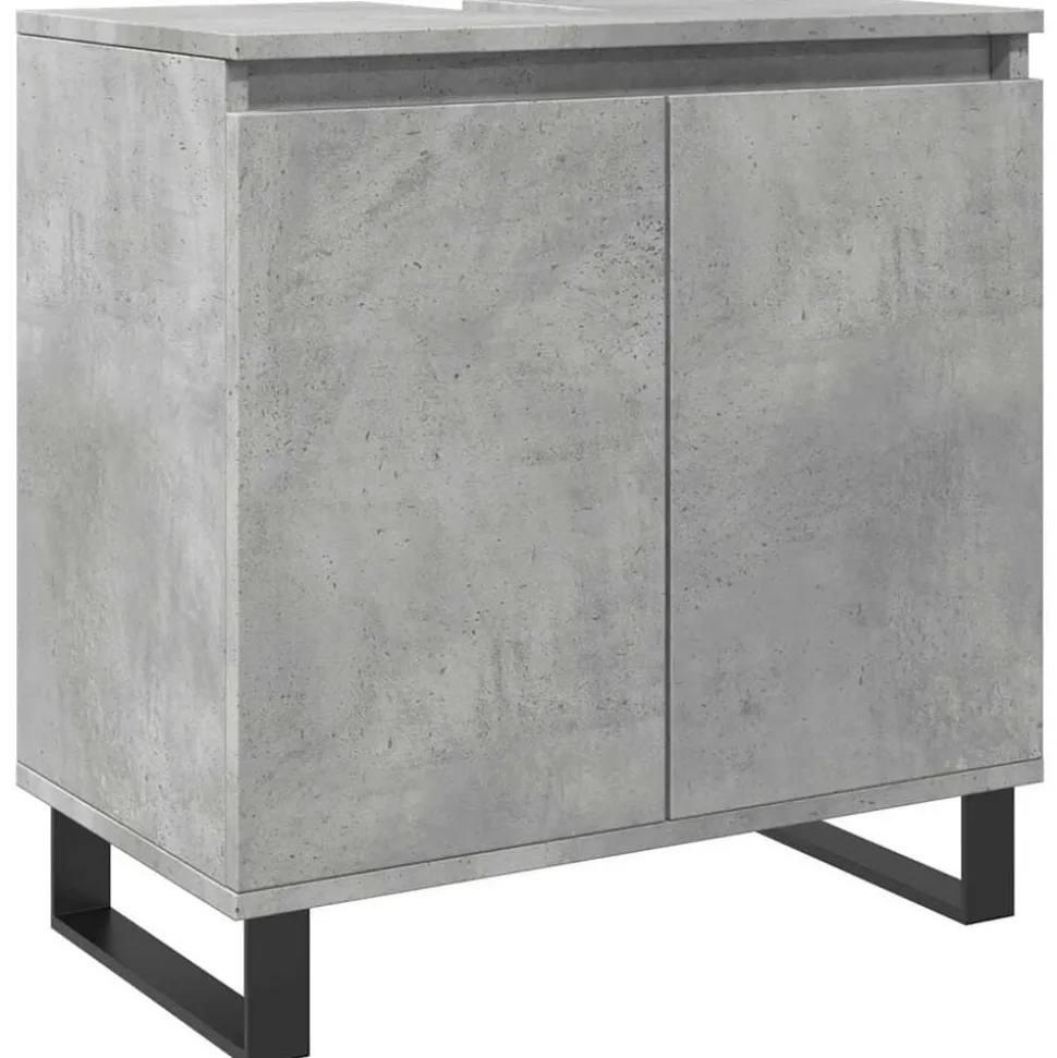 vidaXL Badkamerkast 58x33x60 cm bewerkt hout betongrijs