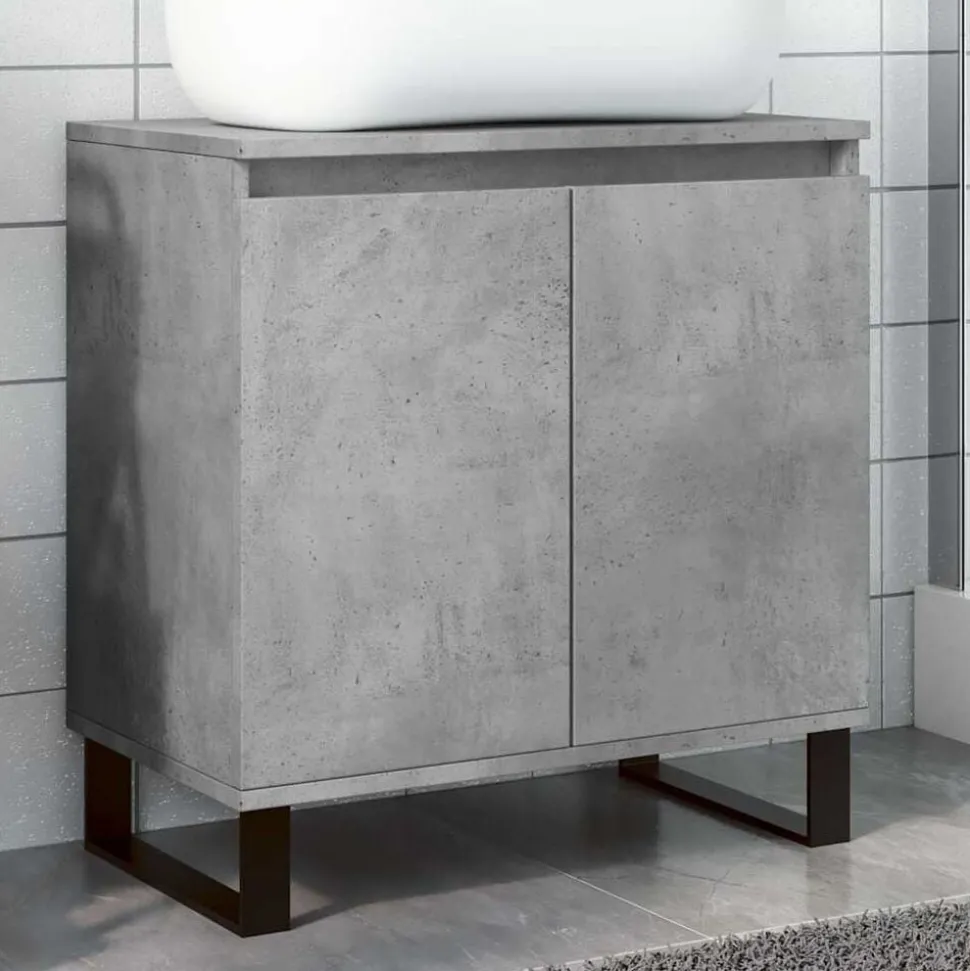 vidaXL Badkamerkast 58x33x60 cm bewerkt hout betongrijs