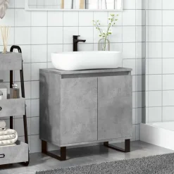 vidaXL Badkamerkast 58x33x60 cm bewerkt hout betongrijs