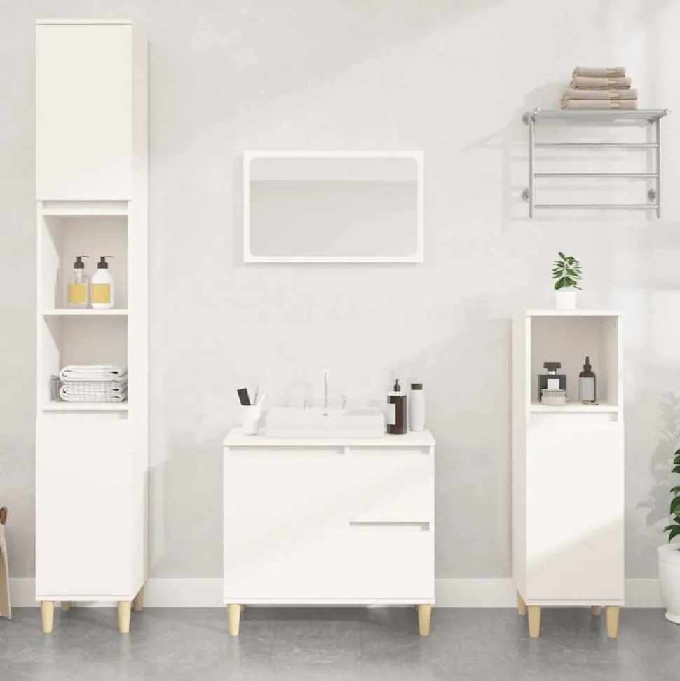 vidaXL Badkamerkast 65x33x60 cm bewerkt hout wit