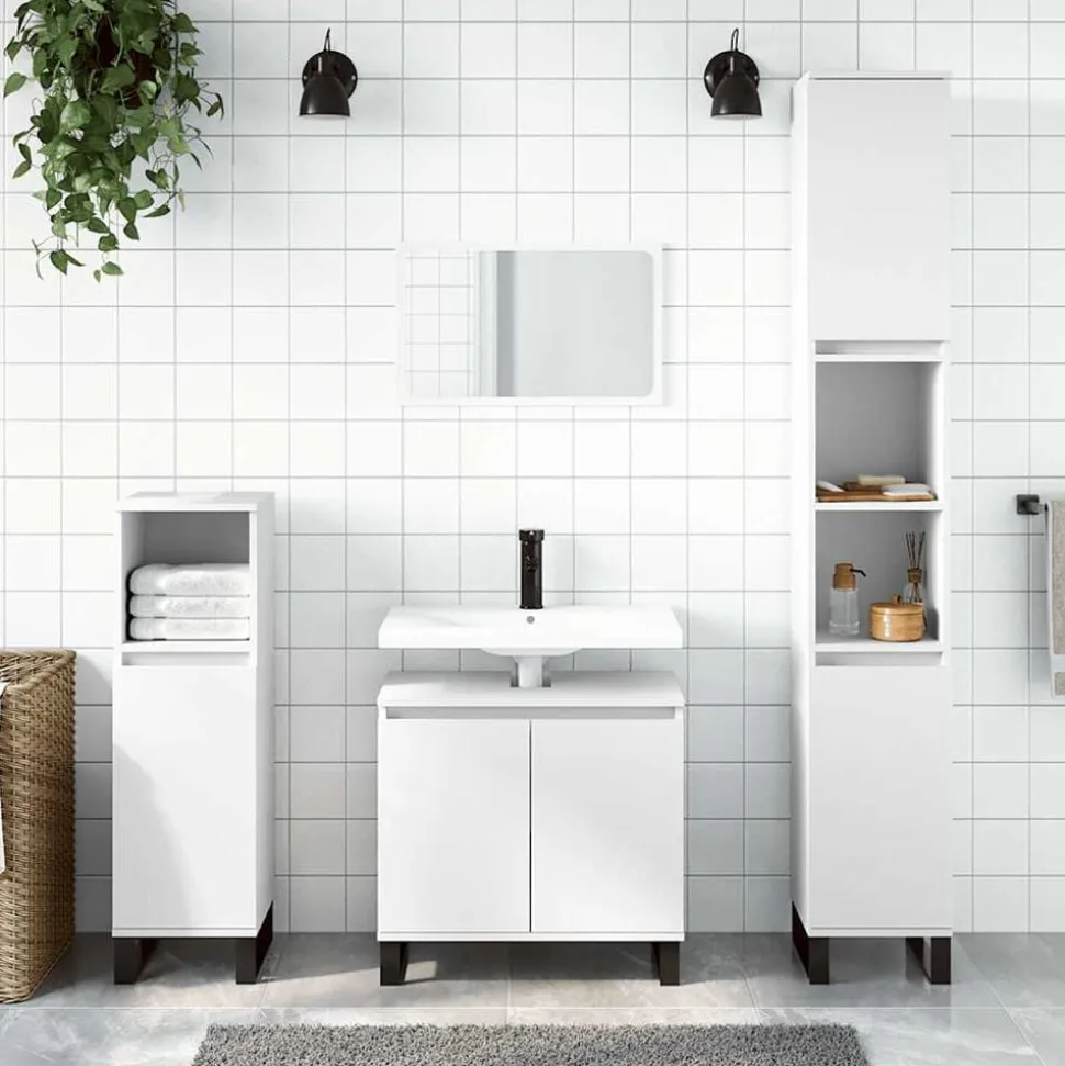 vidaXL Badkamerkast 58x33x60 cm bewerkt hout wit