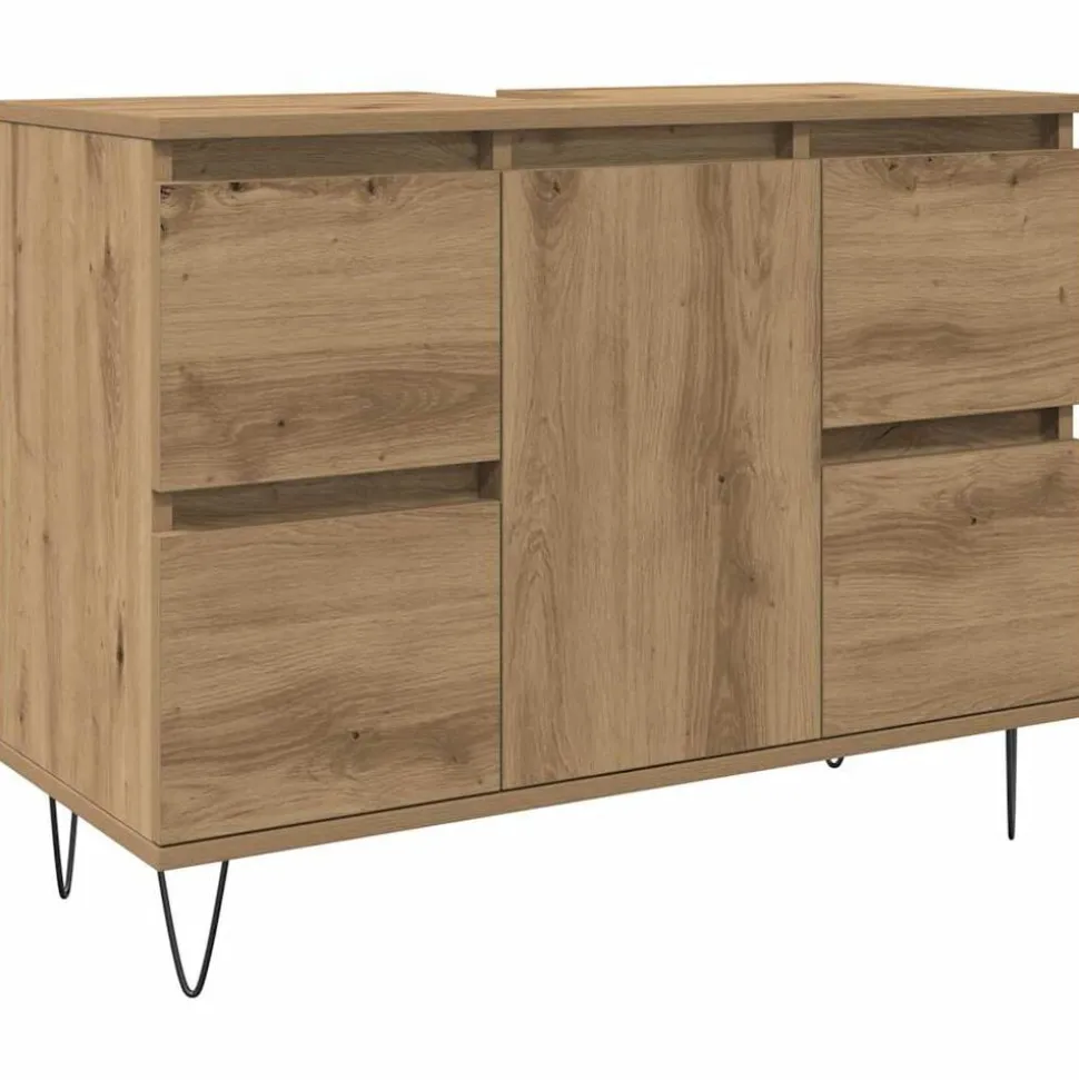 vidaXL Badkamerkast 80x33x60 cm bewerkt hout artisanaal eikenkleurig