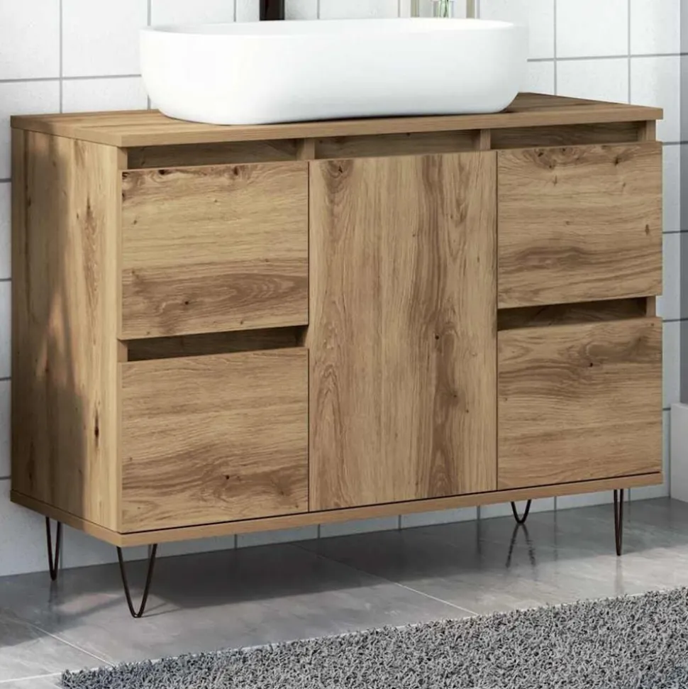 vidaXL Badkamerkast 80x33x60 cm bewerkt hout artisanaal eikenkleurig