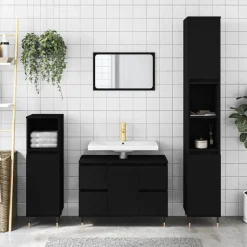 vidaXL Badkamerkast 80x33x60 cm bewerkt hout zwart