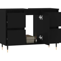 vidaXL Badkamerkast 80x33x60 cm bewerkt hout zwart