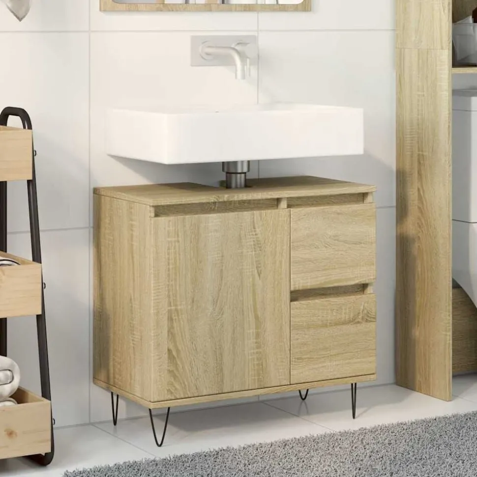 vidaXL Badkamerkast 65x33x60 cm bewerkt hout sonoma eikenkleurig