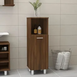 vidaXL Badkamerkast 30x30x95 cm bewerkt hout bruin eikenkleur