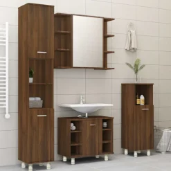 vidaXL Badkamerkast 30x30x95 cm bewerkt hout bruin eikenkleur
