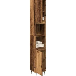 vidaXL Badkamerkast 30x30x190 cm bewerkt hout oud houtkleurig