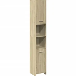 vidaXL Badkamerkast 30x30x183,5 cm spaanplaat sonoma eikenkleurig