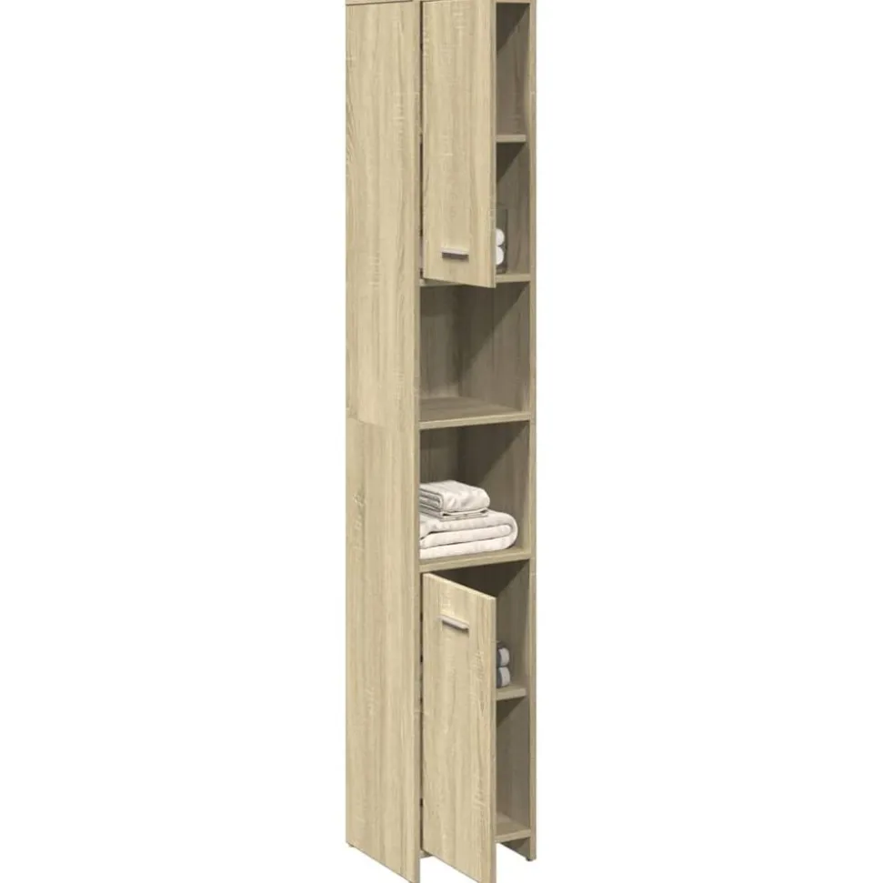 vidaXL Badkamerkast 30x30x183,5 cm spaanplaat sonoma eikenkleurig