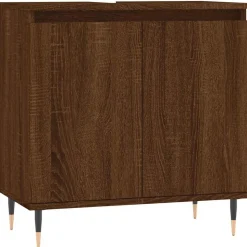 vidaXL Badkamerkast 58x33x60 cm bewerkt hout bruin eikenkleur