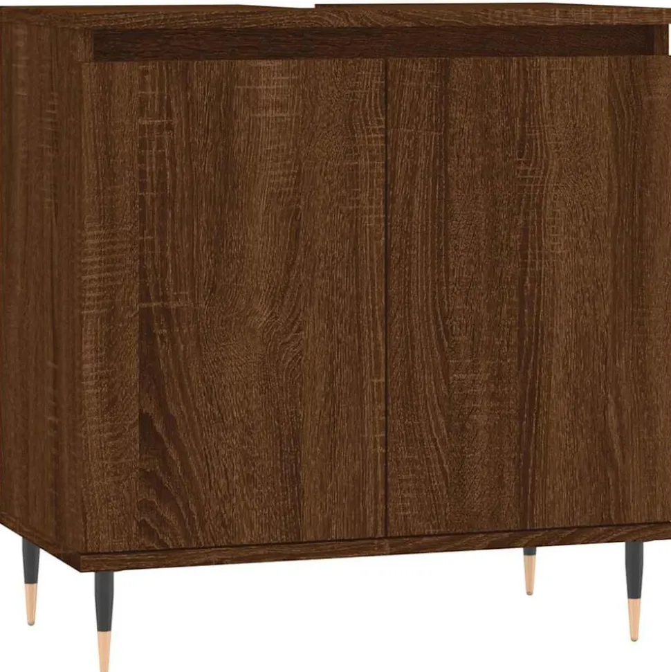 vidaXL Badkamerkast 58x33x60 cm bewerkt hout bruin eikenkleur