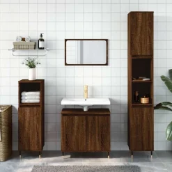 vidaXL Badkamerkast 58x33x60 cm bewerkt hout bruin eikenkleur