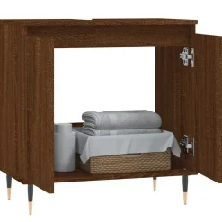 vidaXL Badkamerkast 58x33x60 cm bewerkt hout bruin eikenkleur