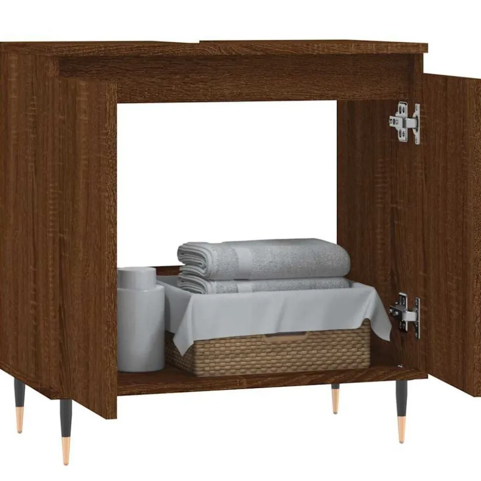 vidaXL Badkamerkast 58x33x60 cm bewerkt hout bruin eikenkleur