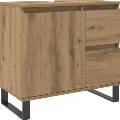 vidaXL Badkamerkast 65x33x60 cm bewerkt hout artisanaal eikenkleurig