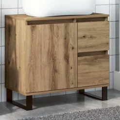 vidaXL Badkamerkast 65x33x60 cm bewerkt hout artisanaal eikenkleurig