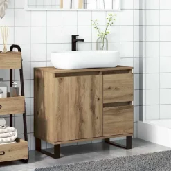vidaXL Badkamerkast 65x33x60 cm bewerkt hout artisanaal eikenkleurig