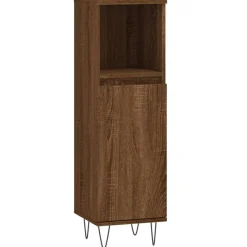 vidaXL Badkamerkast 30x30x100 cm bewerkt hout bruin eikenkleur
