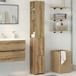 vidaXL Badkamerkast 25x25x170 cm bewerkt hout artisanaal eikenkleurig