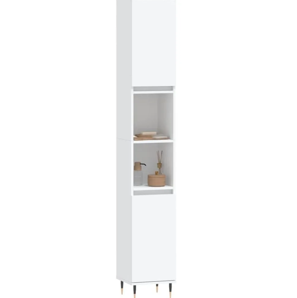 vidaXL Badkamerkast 30x30x190 cm bewerkt hout wit