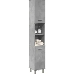 vidaXL Badkamerkast 30x30x179 cm spaanplaat betongrijs