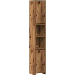 vidaXL Badkamerkast 30x30x183,5 cm bewerkt hout oud houtkleurig