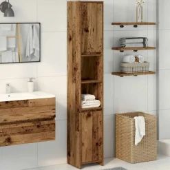 vidaXL Badkamerkast 30x30x183,5 cm bewerkt hout oud houtkleurig