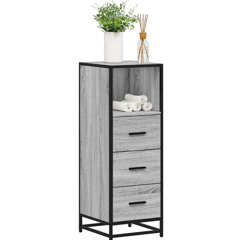 vidaXL Badkamerkast 35x37,5x100cm bewerkt hout grijs sonoma eikenkleur