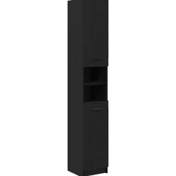 vidaXL Badkamerkast Zwarte eik 32 x 34 x 188,5 cm Geconstrueerd hout