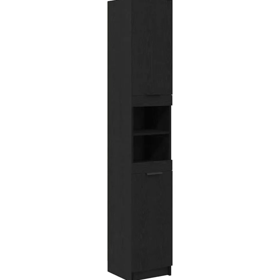 vidaXL Badkamerkast Zwarte eik 32 x 34 x 188,5 cm Geconstrueerd hout