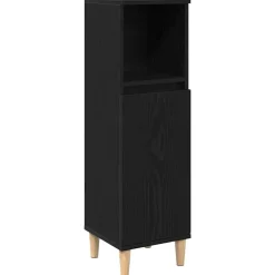 vidaXL Badkamerkast Zwart Eiken 30 x 30 x 100 cm Bewerkt hout