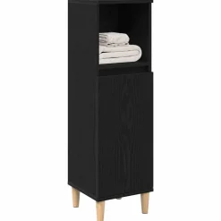 vidaXL Badkamerkast Zwart Eiken 30 x 30 x 100 cm Bewerkt hout
