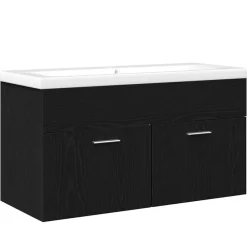 vidaXL Badkamerkast Zwart Eiken 90 x 38,5 x 46 cm Bewerkt hout