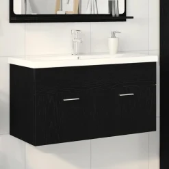 vidaXL Badkamerkast Zwart Eiken 90 x 38,5 x 46 cm Bewerkt hout