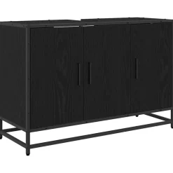 vidaXL Badkamerkast Zwart Eiken 90 x 33 x 60 cm Bewerkt hout