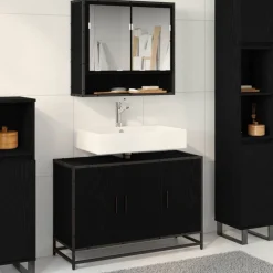 vidaXL Badkamerkast Zwart Eiken 90 x 33 x 60 cm Bewerkt hout