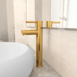 vidaXL Badkamermengkraan 12x30 cm goudkleurig